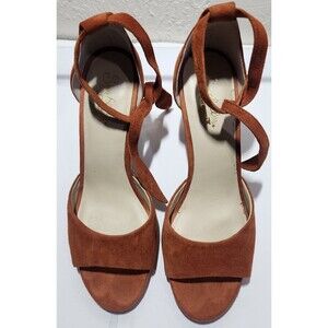 EUC Seychelles Heritage Women's Size 6 Suede Rust Colored Strappy Heels